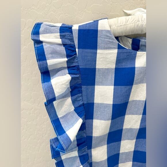 ANTHROPOLOGIE WHIT TWO | Blue Gingham Ruffle Sleeve Button Back Blouse Top | XS - Picture 4 of 8